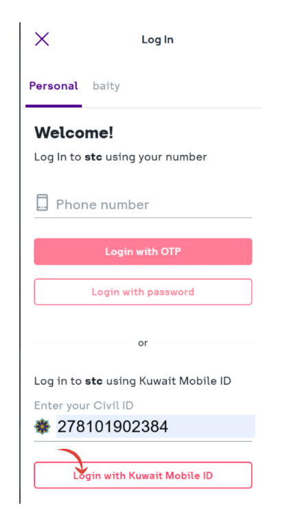 login to STC website