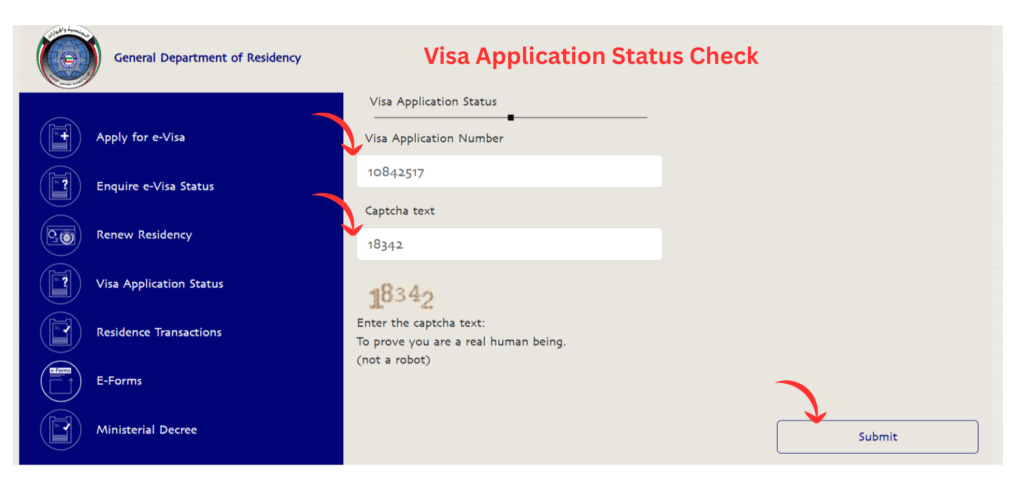 Visa Application Status Check image screenshort