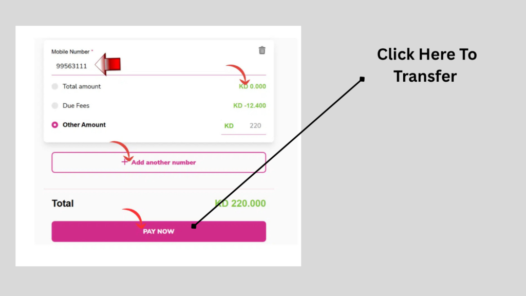 Enter your detail for Zain quick pay