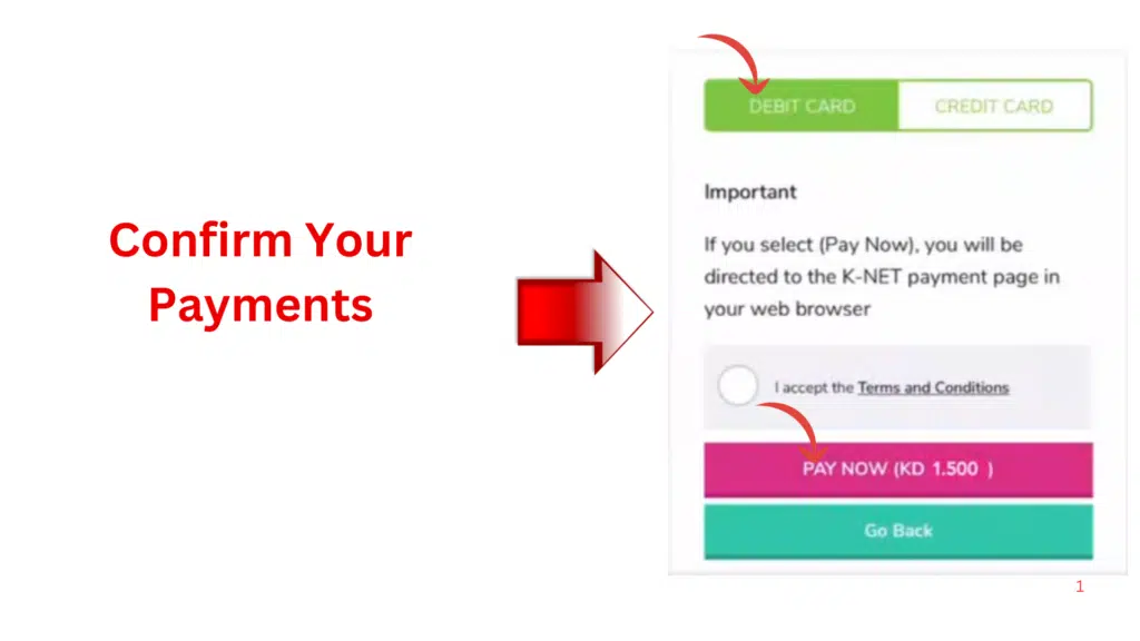 Select either you want to quick pay zain with debit card or debit card