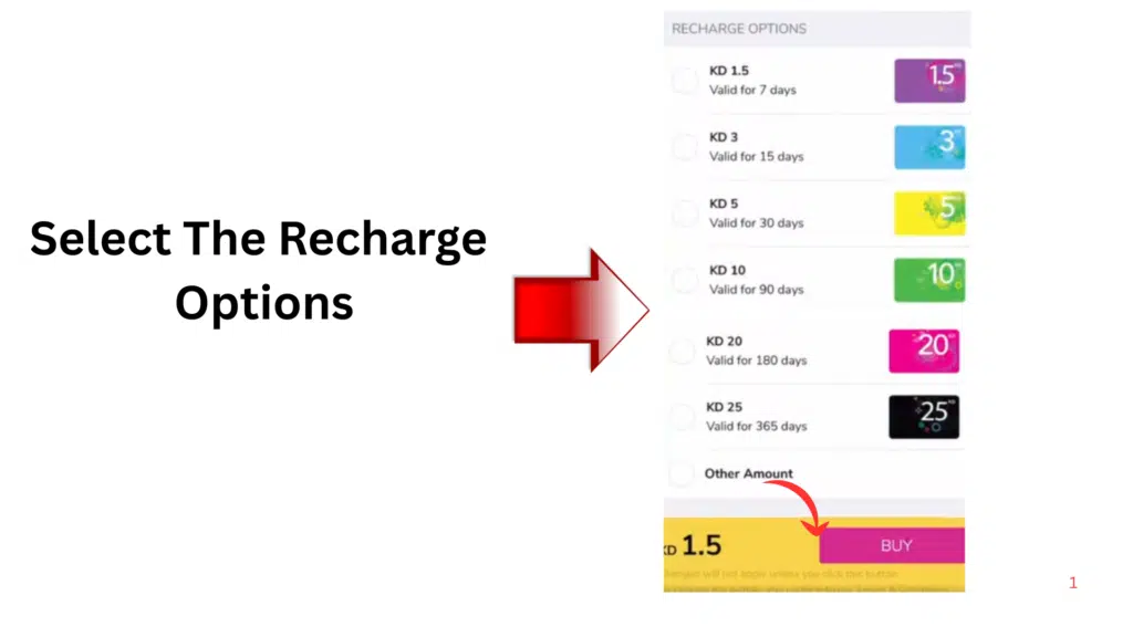 Zain Quick Pay recharge options Kuwait select prepaid top up amount and validity