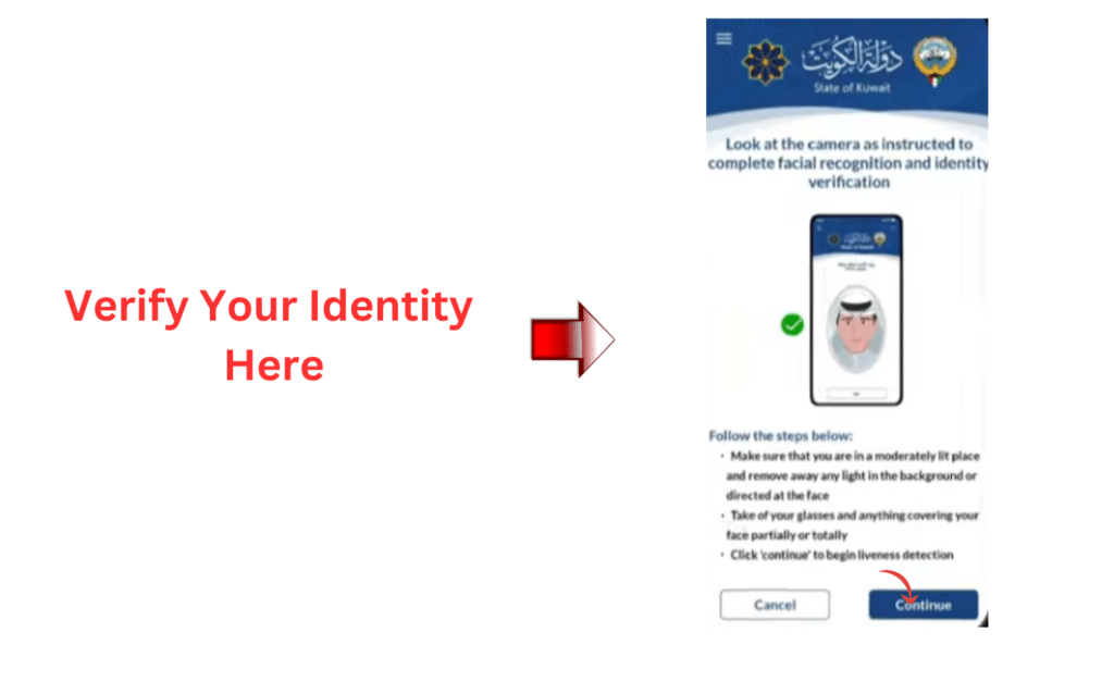 Verify identity in Kuwait Mobile ID app using facial recognition for Civil ID verification