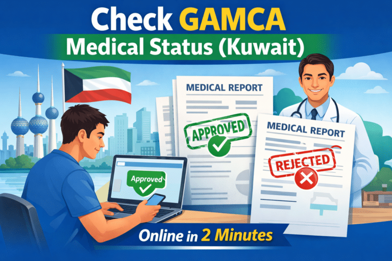 An Infographics on How to Check your GAMCA status online in Kuwait