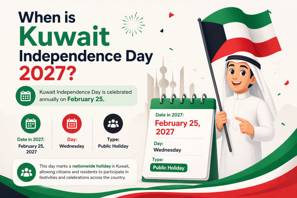 An Infographics on Kuwait Independence Day 2027 celebration