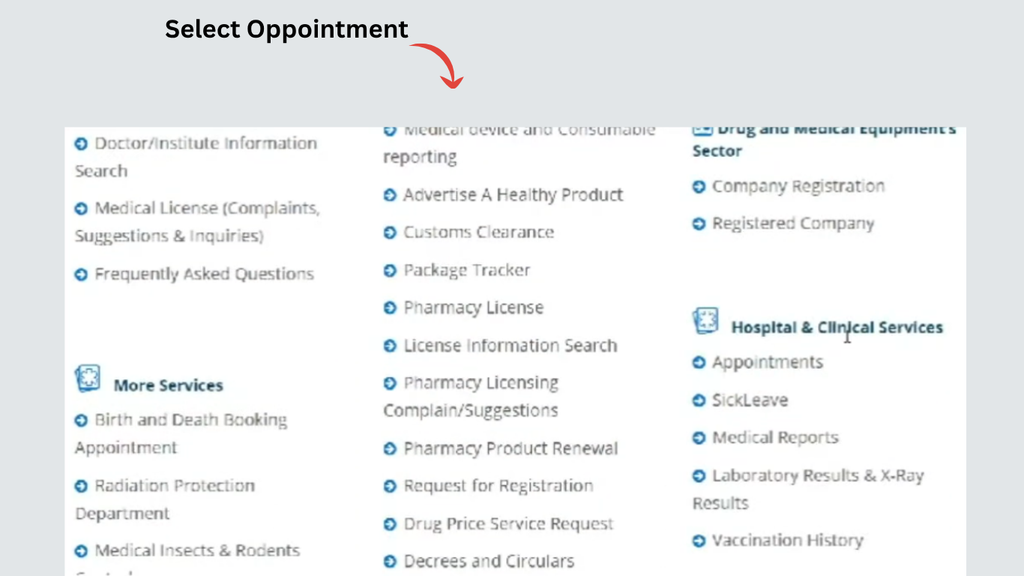 MOH Kuwait website appointments service for online appointment booking